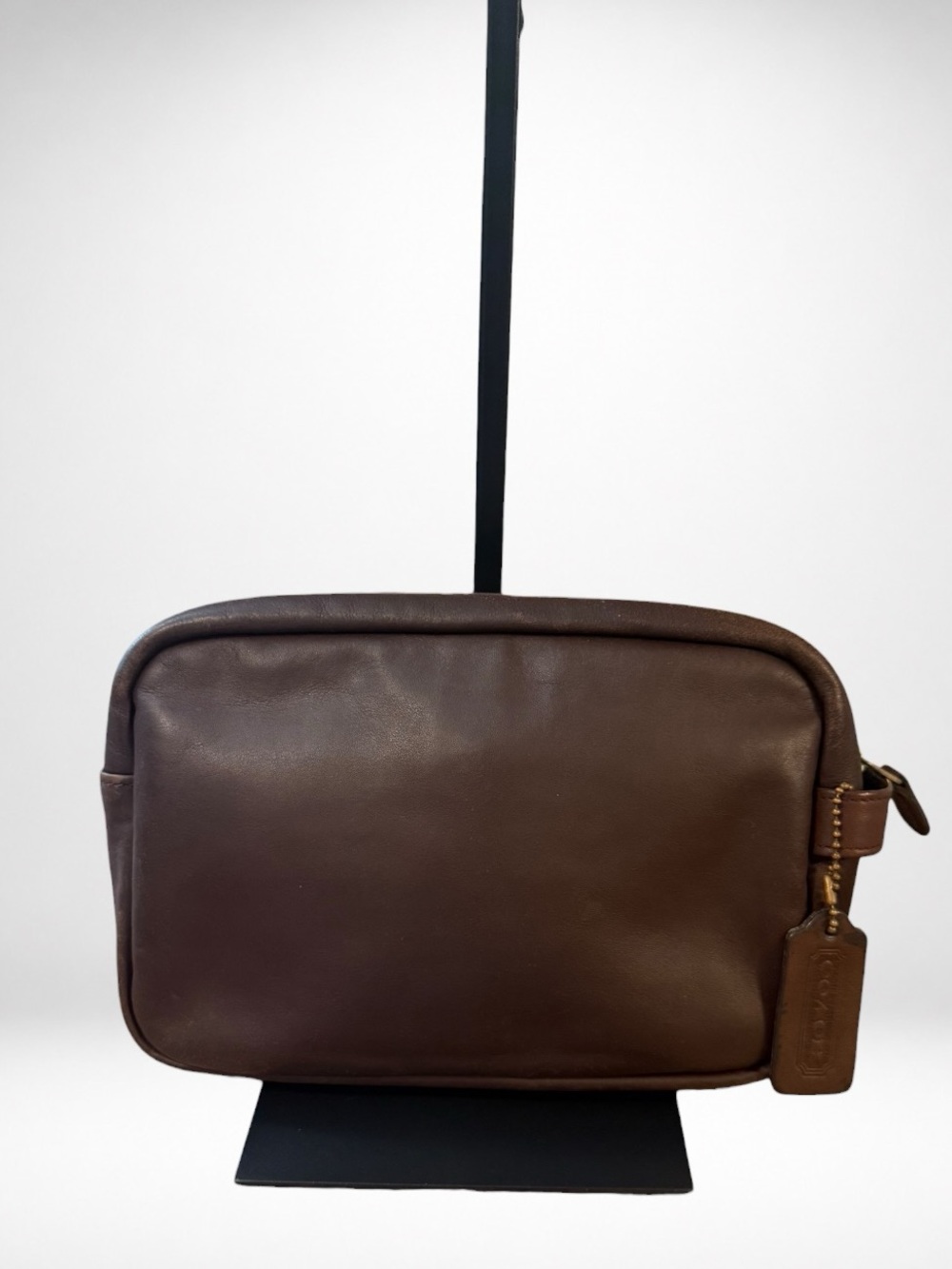 COACH Vintage Mens Brown Leather Travel Kit Dopp Toiletry Bag Multi Compartment